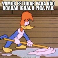 VAMOS ESTUDAR PARA NÃO ACABAR IGUAL O PICA PAU.