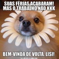 SUAS FÉRIAS ACABARAM! MAS O TRABALHO NÃO KKKBEM-VINDA DE VOLTA, LISI! 