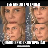 TENTANDO ENTENDER QUANDO PEDI SUA OPINIÃO