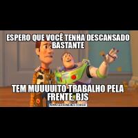 ESPERO QUE VOCÊ TENHA DESCANSADO BASTANTETEM MUUUUITO TRABALHO PELA FRENTE, BJS