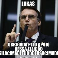 LUKAS OBRIGADA PELO APOIO NESSA ELEIÇÃO #BRASILACIMADETUDODEUSACIMADETUDO