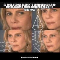 EU TODA VEZ QUE ESQUENTO QUALQUER COISA NO MICRO-ONDAS E TENTO ENTENDER COMO ELE FUNCIONA 