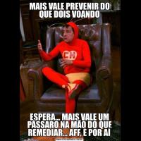 MAIS VALE PREVENIR DO QUE DOIS VOANDOESPERA… MAIS VALE UM PÁSSARO NA MÃO DO QUE REMEDIAR… AFF, É POR AÍ