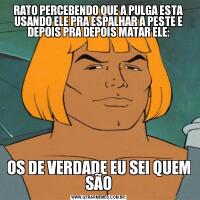 RATO PERCEBENDO QUE A PULGA ESTA USANDO ELE PRA ESPALHAR A PESTE E DEPOIS PRA DEPOIS MATAR ELE:OS DE VERDADE EU SEI QUEM SÃO