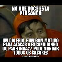 NO QUE VOCÊ ESTÁ PENSANDOUM DIA FRIO, É UM BOM MOTIVO PARA ATACAR O ESCONDIDINHO DO PANELINHA27, PODE MANDAR TODOS OS SABORES