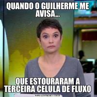 QUANDO O GUILHERME ME AVISA...QUE ESTOURARAM A TERCEIRA CELULA DE FLUXO