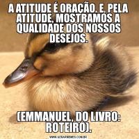 A ATITUDE É ORAÇÃO. E, PELA ATITUDE, MOSTRAMOS A QUALIDADE DOS NOSSOS DESEJOS.(EMMANUEL, DO LIVRO: ROTEIRO).