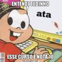 ENTENDI TUDINHOESSE CURSO É NOTA 10