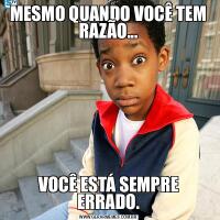 MESMO QUANDO VOCÊ TEM RAZÃO...VOCÊ ESTÁ SEMPRE ERRADO.