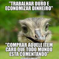 &QUOT;TRABALHAR DURO E ECONOMIZAR DINHEIRO&QUOT;&QUOT;COMPRAR AQUELE ITEM CARO QUE TODO MUNDO ESTÁ COMENTANDO&QUOT;
