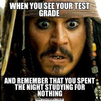 WHEN YOU SEE YOUR TEST GRADE AND REMEMBER THAT YOU SPENT THE NIGHT STUDYING FOR NOTHING