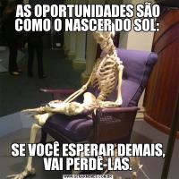 AS OPORTUNIDADES SÃO COMO O NASCER DO SOL: SE VOCÊ ESPERAR DEMAIS, VAI PERDÊ-LAS.