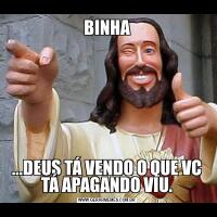 BINHA...DEUS TÁ VENDO O QUE VC TÁ APAGANDO VIU.