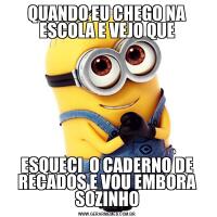 QUANDO EU CHEGO NA ESCOLA E VEJO QUEESQUECI  O CADERNO DE RECADOS E VOU EMBORA SOZINHO