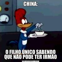 CHINA:O FILHO ÚNICO SABENDO QUE NÃO PODE TER IRMÃO