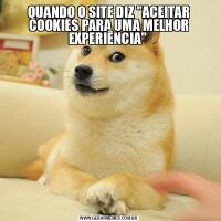 QUANDO O SITE DIZ &QUOT;ACEITAR COOKIES PARA UMA MELHOR EXPERIÊNCIA&QUOT; 