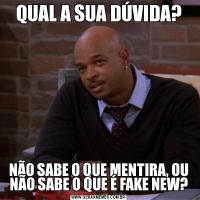 QUAL A SUA DÚVIDA?NÃO SABE O QUE MENTIRA, OU NÃO SABE O QUE É FAKE NEW?