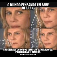 O MUNDO PENSANDO EM BEBÊ REBORN,EU PENSANDO COMO VOU ENTREGAR O TRABALHO DA PROFESSORA ATÉ AMANHÃ.