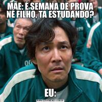 MÃE: É SEMANA DE PROVA NÉ FILHO, TA ESTUDANDO?EU:
