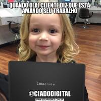 QUANDO O(A) CLIENTE DIZ QUE ESTÁ AMANDO SEU TRABALHO@CIADODIGITAL