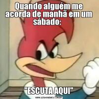 Quando alguém me acorda de manhã em um sábado:  