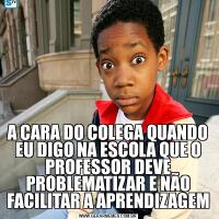 A CARA DO COLEGA QUANDO EU DIGO NA ESCOLA QUE O PROFESSOR DEVE PROBLEMATIZAR E NÃO FACILITAR A APRENDIZAGEM