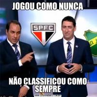 JOGOU COMO NUNCANÃO CLASSIFICOU COMO SEMPRE