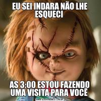 EU SEI INDARA NÃO LHE ESQUECI AS 3:00 ESTOU FAZENDO UMA VISITA PARA VOCÊ 