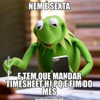 NEM É SEXTAE TEM QUE MANDAR TIMESHEET HJ PQ É FIM DO MÊS