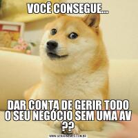 VOCÊ CONSEGUE...DAR CONTA DE GERIR TODO O SEU NEGÓCIO SEM UMA AV ??