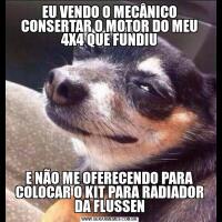 EU VENDO O MECÂNICO CONSERTAR O MOTOR DO MEU 4X4 QUE FUNDIUE NÃO ME OFERECENDO PARA COLOCAR O KIT PARA RADIADOR DA FLUSSEN