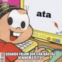 QUANDO FALAM QUE CHÁ NÃO FAZ NENHUM EFEITO!