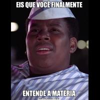 EIS QUE VOCÊ FINALMENTEENTENDE A MATÉRIA