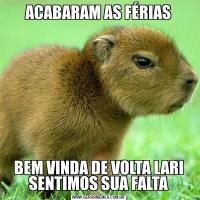 ACABARAM AS FÉRIASBEM VINDA DE VOLTA LARI SENTIMOS SUA FALTA