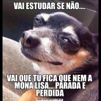 VAI ESTUDAR SE NÃO....VAI QUE TU FICA QUE NEM A MONA LISA... PARADA E PERDIDA