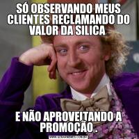 SÓ OBSERVANDO MEUS CLIENTES RECLAMANDO DO VALOR DA SILICA E NÃO APROVEITANDO A PROMOÇÃO .