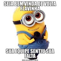 SEJA BEM VINDA DE VOLTA FLAVINHASUA EQUIPE SENTIU SUA FALTA