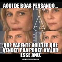 AQUI DE BOAS PENSANDO...QUE PARENTE VOU TER QUE VENDER PRA PODER VIAJAR ESSE ANO.