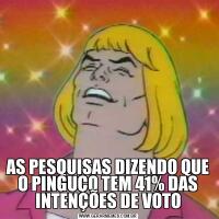 AS PESQUISAS DIZENDO QUE O PINGUÇO TEM 41% DAS INTENÇÕES DE VOTO
