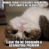 MINHAS FÉRIAS ESCOLARES FORAM UM TESTE GRÁTIS DE 30 DIAS...E AGR TÃO ME COBRANDO A ASSINATURA PREMIUM