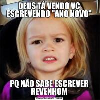 DEUS TÁ VENDO VC ESCREVENDO "ANO NOVO"PQ NÃO SABE ESCREVER REVENHOM