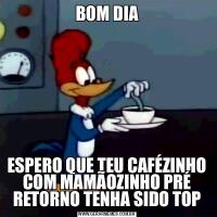 BOM DIAESPERO QUE TEU CAFÉZINHO COM MAMÃOZINHO PRÉ RETORNO TENHA SIDO TOP