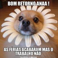 BOM RETORNO ANAA !AS FÉRIAS ACABARAM MAS O TRABALHO NÃO 