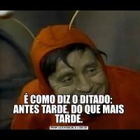 É COMO DIZ O DITADO: 
ANTES TARDE, DO QUE MAIS TARDE.