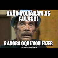 ANÃO VOLTARÁM AS AULAS!!!E AGORA OQUE VOU FAZER