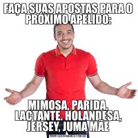 FAÇA SUAS APOSTAS PARA O PRÓXIMO APELIDO:MIMOSA, PARIDA, LACTANTE. HOLANDESA, JERSEY, JUMA MÃE
