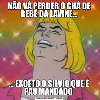 NÃO VÁ PERDER O CHÁ DE BEBÊ DA LAVINE…… EXCETO O SILVIO QUE É PAU MANDADO 