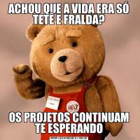 ACHOU QUE A VIDA ERA SÓ TETÊ E FRALDA?OS PROJETOS CONTINUAM TE ESPERANDO