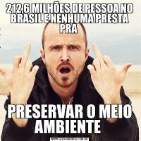 212,6 MILHÕES DE PESSOA NO BRASIL E NENHUMA PRESTA PRA PRESERVAR O MEIO AMBIENTE 