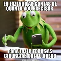 EU FAZENDO AS CONTAS DE QUANTO VOU PRECISAR PARA FAZER TODAS AS CIRURGIAS QUE EU QUERO